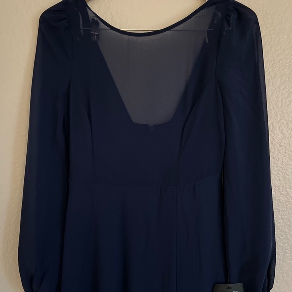 Prestigious Poise Navy Blue Backless Balloon Sleeve Maxi Dress NWT - Picture 4 of 8